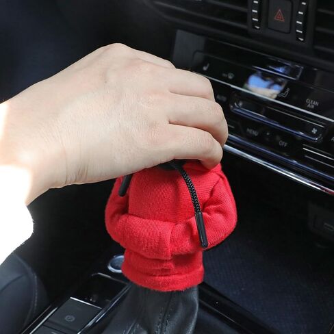 ZHSMS Gear Shift Hoodie، غطاء رأس ناقل الحركة العالمي المحسن، غطاء رأس ناقل الحركة المضحك، 6.3 بوصة تزيين واقي عصا ناقل الحركة (مختلط أسود/أحمر) in Kuwait