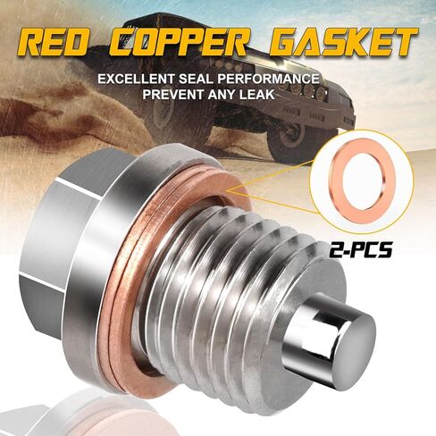 M12 x1.25 قابس تصريف الزيت - قابس تصريف الزيت المغناطيسي - قابس تصريف وعاء الزيت من الفولاذ المقاوم للصدأ الفاخر وقطعتين من الحشية النحاسية - استبدال مسمار وعاء الزيت لتويوتا/نيسان/إنفينيتي/لكزس، من DCWecher in Kuwait