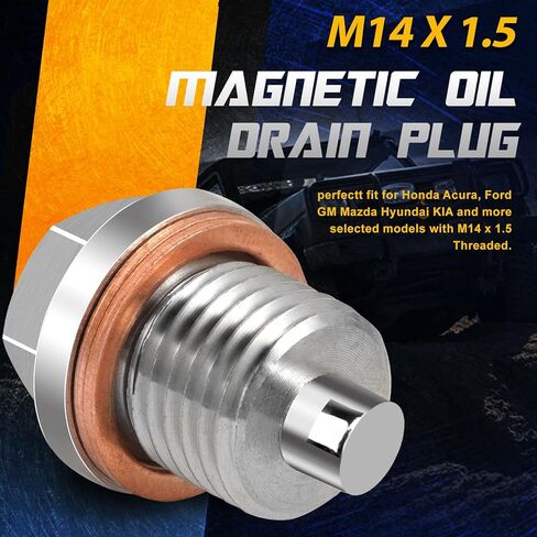 M12 x1.25 قابس تصريف الزيت - قابس تصريف الزيت المغناطيسي - قابس تصريف وعاء الزيت من الفولاذ المقاوم للصدأ الفاخر وقطعتين من الحشية النحاسية - استبدال مسمار وعاء الزيت لتويوتا/نيسان/إنفينيتي/لكزس، من DCWecher in Kuwait