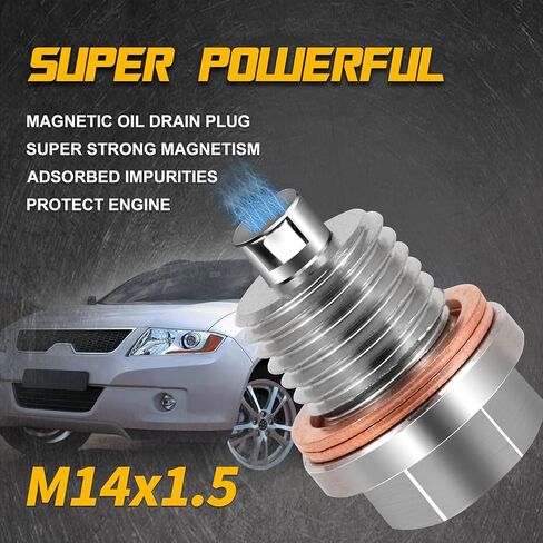 M12 x1.25 قابس تصريف الزيت - قابس تصريف الزيت المغناطيسي - قابس تصريف وعاء الزيت من الفولاذ المقاوم للصدأ الفاخر وقطعتين من الحشية النحاسية - استبدال مسمار وعاء الزيت لتويوتا/نيسان/إنفينيتي/لكزس، من DCWecher in Kuwait