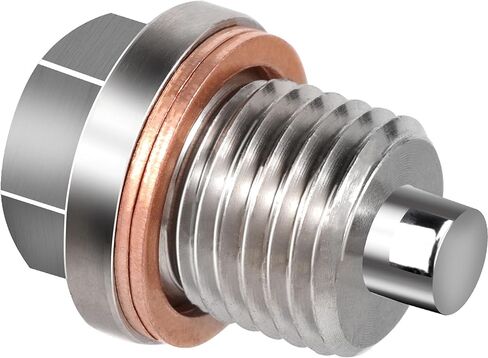 M12 x1.25 قابس تصريف الزيت - قابس تصريف الزيت المغناطيسي - قابس تصريف وعاء الزيت من الفولاذ المقاوم للصدأ الفاخر وقطعتين من الحشية النحاسية - استبدال مسمار وعاء الزيت لتويوتا/نيسان/إنفينيتي/لكزس، من DCWecher in Kuwait