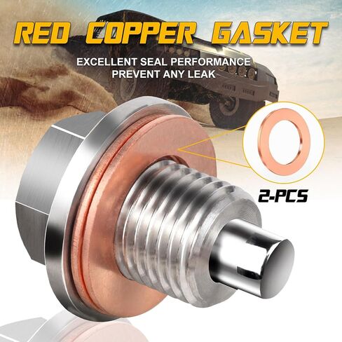 M12 x1.25 Oil Drain Plug- Magnetic Oil Drain Plug- Premium Stainless Steel Oil Pan Drain Plug & 2PCS Copper Gasket- Oil Pan Bolt Replacement for Toyota/Nissan/Infiniti/Lexus, by DCWecher in Saudi Arabia