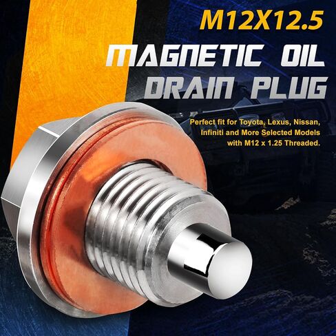 M12 x1.25 Oil Drain Plug- Magnetic Oil Drain Plug- Premium Stainless Steel Oil Pan Drain Plug & 2PCS Copper Gasket- Oil Pan Bolt Replacement for Toyota/Nissan/Infiniti/Lexus, by DCWecher in Saudi Arabia