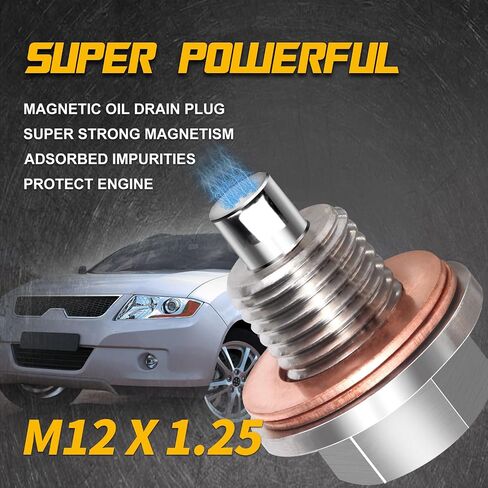 M12 x1.25 Oil Drain Plug- Magnetic Oil Drain Plug- Premium Stainless Steel Oil Pan Drain Plug & 2PCS Copper Gasket- Oil Pan Bolt Replacement for Toyota/Nissan/Infiniti/Lexus, by DCWecher in Saudi Arabia