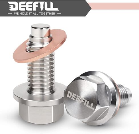 DEEFILL M12 x 1.75 سدادة تصريف الزيت المغناطيسية، مسمار صواميل تصريف من الفولاذ المقاوم للصدأ مع غسالة سحق نحاسية متوافقة مع جي إم سي، شيفروليه، بويك، كاديلاك in Saudi Arabia