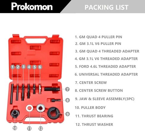 Prokomon Power Steering Pulley Puller Installer Kit for Water Pump, Vacuum Pump Pulleys Installation Remover on Most Engines in Kuwait