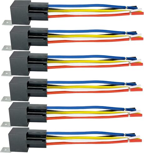 irhapsody 80/60Amp 12v 5-pin Relay Kit, spdt 12-Volt Bosch Style Automotive Relay with Heavy-Duty Pigtail, 6-Pack in Saudi Arabia
