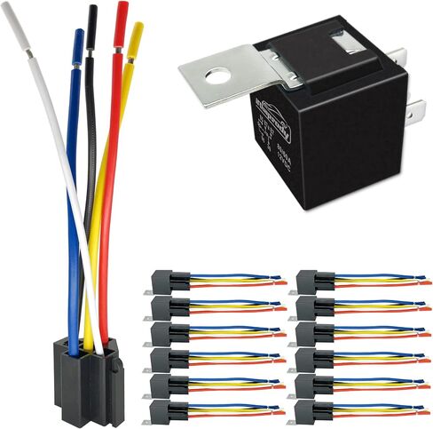 irhapsody 80/60Amp 12v 5-pin Relay Kit, spdt 12-Volt Bosch Style Automotive Relay with Heavy-Duty Pigtail, 6-Pack in Saudi Arabia