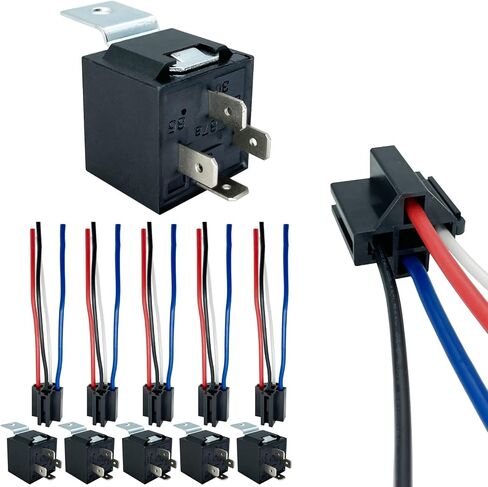 طقم مرحل irhapsody 4-pin 40/30AMP 12V، Spst 12-Volt 6-Pack، مع حامل مقبس تسخير متشابك وضفيرة شديدة التحمل in Kuwait