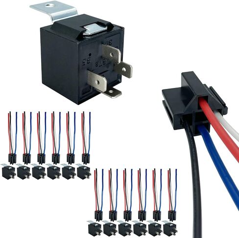 طقم مرحل irhapsody 4-pin 40/30AMP 12V، Spst 12-Volt 6-Pack، مع حامل مقبس تسخير متشابك وضفيرة شديدة التحمل in Kuwait