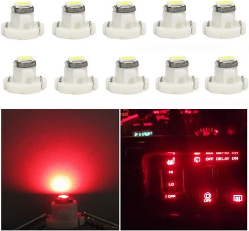 WLJH 10x أحمر T4.2 Neo Wedge Led 3030 Chipest 10mm قاعدة أداة السيارة العنقودية لوحة القيادة مقياس HVAC AC سخان التحكم في المناخ لمبة مصابيح التبديل إشارة استبدال الضوء الداخلي in Kuwait