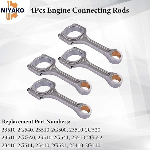 Niyako 4Pcs Engine Connecting Rods Replacement# 23510-2G540 23510-2G500 23510-2G520 Fit 2011-2020 Kia Sorento Sportage Hyundai Sonata 2.4L in Saudi Arabia