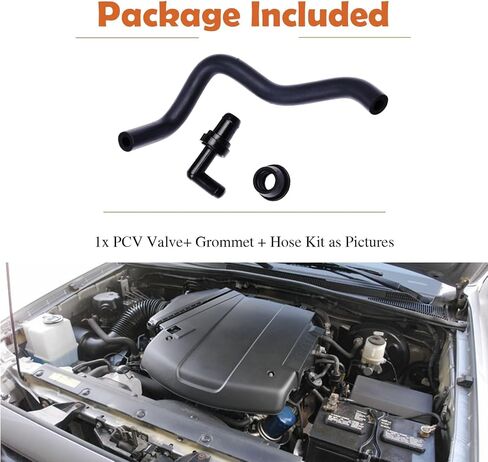 صمام PCV 90 درجة + جروميت + طقم خرطوم مناسب لسيارة Toyota 4Runner Tundra Tacoma 3.4L V6 استبدال #:12261-62041,90480-1800,17130-PM6-003 in Kuwait