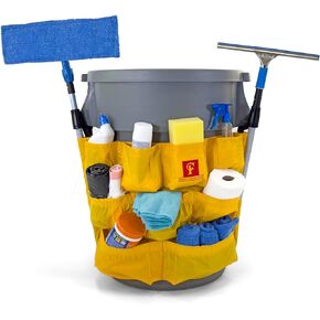 Trash Can Caddy Bag | Brute Compatible | Fits 32-55 Gallon Can | 12 Pockets | Heavy Duty Vinyl Construction Organizer for Cleaning & Janitorial Duties | Caddy for Brute. in Saudi Arabia