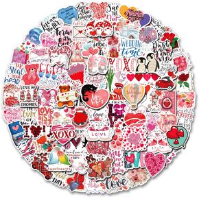 100 قطعة من ملصقات عيد الحب لزجاجات المياه، ملصقات فينيل مقاومة للماء للاطفال والمراهقين والبنات والبالغين، مثالية لزجاجة المياه واللابتوب والجوال وصناديق الهدايا in Kuwait