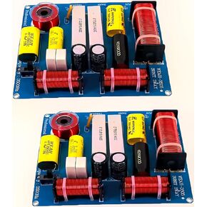 Lelukee 2PCS Speaker Frequency Divider Crossover 3-Way 300W HiFi Audio Speaker Heights Mid Bass 3-Units Crossover Filter for 3-5 Inch Speakers in Kuwait