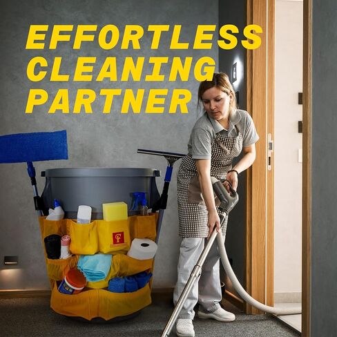 Trash Can Caddy Bag | Brute Compatible | Fits 32-55 Gallon Can | 12 Pockets | Heavy Duty Vinyl Construction Organizer for Cleaning & Janitorial Duties | Caddy for Brute. in Saudi Arabia