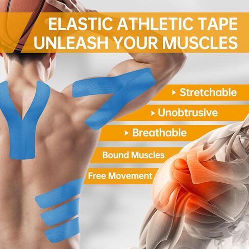Dimora Uncut Kinesiology Tape - 4 Rolls Pure Cotton Elastic Athletic Tape 65.6 ft in Total, Medical Grade Adhesive Sports Tape for Muscle Pain Relief and Joint Support, Beige in Saudi Arabia