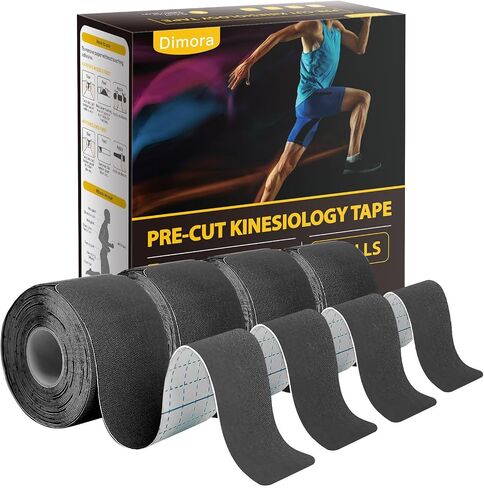 Dimora Uncut Kinesiology Tape - 4 Rolls Pure Cotton Elastic Athletic Tape 65.6 ft in Total, Medical Grade Adhesive Sports Tape for Muscle Pain Relief and Joint Support, Beige in Saudi Arabia