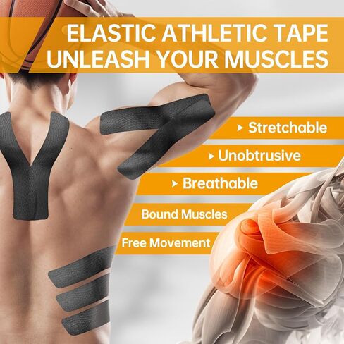 Dimora Uncut Kinesiology Tape - 4 Rolls Pure Cotton Elastic Athletic Tape 65.6 ft in Total, Medical Grade Adhesive Sports Tape for Muscle Pain Relief and Joint Support, Beige in Saudi Arabia