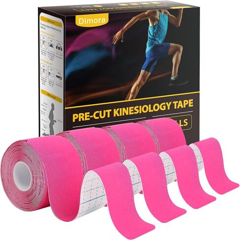 Dimora Uncut Kinesiology Tape - 4 Rolls Pure Cotton Elastic Athletic Tape 65.6 ft in Total, Medical Grade Adhesive Sports Tape for Muscle Pain Relief and Joint Support, Beige in Saudi Arabia