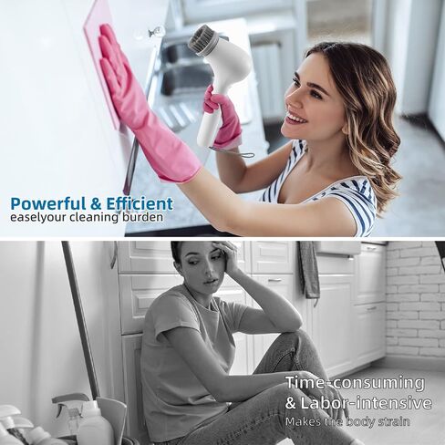 Electric Spin Scrubber, Nightinod Electric Cleaning Brush with Auto Detergent Dispenser and 4 Replaceable Brush Heads, 2 Adjustable Speeds Handheld Scrubber for House Cleaning,Wall,Tile,Tub etc in Saudi Arabia