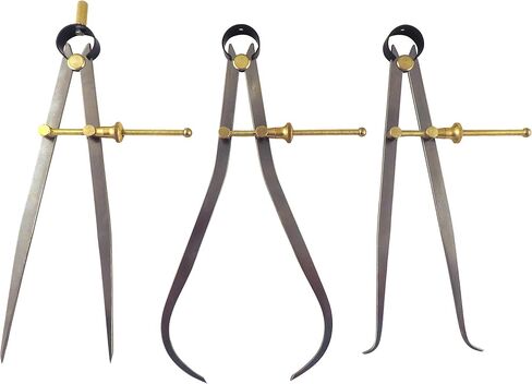 3 Piece Set Toolmaker's “Yankee" Rapid Adjust Quick Spring Nut Dividers, Inside ID & Outside OD Calipers, 0-8.5" / 215 mm Range, Brass Fulcrum and Fine Adjustment, Flat Leg, C7-8, C8-8, C9-8 in Saudi Arabia