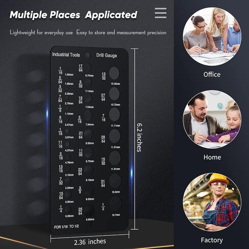 مقاييس مثقاب من الفولاذ المقاوم للصدأ من Weewooday لقم مقاس 1/16 بوصة إلى 1/2 بوصة، 17/64-1/2 0.062-0.250 مقياس مؤشر قطر المسمار والسلك، استخدام 29 فتحة لمكافئات القياس الدقيقة (فضي) in Kuwait