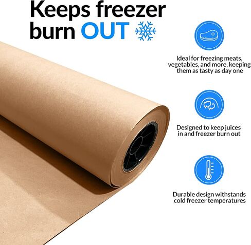 Reli. Brown Freezer Paper Roll | 18 Inch x 350 Feet - Bulk | Made in USA | Natural Freezer Paper Roll for Meat | Food Grade, Poly-Coated Paper for Wrapping/Freezing Meat | Prevents Freezer Burn, Brown in Saudi Arabia