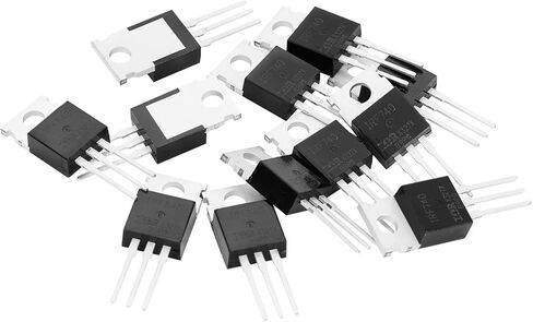 ENLOZURE 10 قيم 60 قطعة مجموعة تشكيلة ترانزستور MOSFET IRF Series N Channel P Channel TO-220 MOSFET Driver - IRFZ44N IRF3205 IRF510N IRF520N IRF530N IRF9540N IRF540N IRF640N IRF740 IRF840 in Kuwait