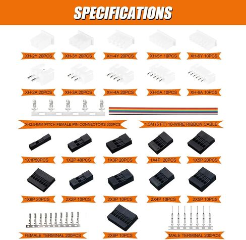 920 قطعة JST PH2.0 & XH2.54 طقم توصيل 2/3/4/5/6Pin التوصيل مع الأسلاك الطرفية كابلات المقبس رأس موصلات الأسلاك عدة in Kuwait