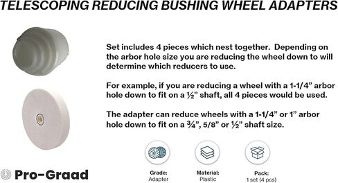 بطانات عجلة محول أربور لطاحونة المقعد، تقلل من محولات أربور البطانة لعجلات طحن مقاعد سميكة مقاس 1 بوصة بفتحة 1-1/4 بوصة أو 1 بوصة، يقلل محول أربور إلى ¾ بوصة، 5/8 بوصة، ½ بوصة أحجام العمود in Kuwait