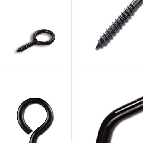 ECKJ 191pcs Screw Eyes Zinc Plated Metal Eye Shape Screw Self Tapping Screws Includes 9 Sizes Color Black in Kuwait