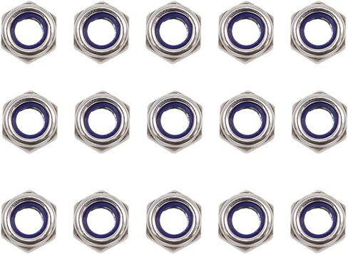 M5x0.8mm Nylon Insert Hex Lock Nuts 100 Pack 304 Stainless Steel DIN985 Self-Locking Nylon Lock Nuts Plain Finish for Industrial Construction Fasteners in Saudi Arabia