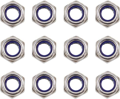 M5x0.8mm Nylon Insert Hex Lock Nuts 100 Pack 304 Stainless Steel DIN985 Self-Locking Nylon Lock Nuts Plain Finish for Industrial Construction Fasteners in Saudi Arabia