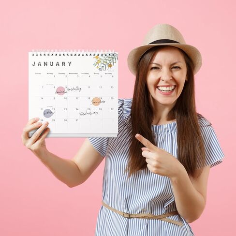 Lbylyhxc 2024 Calendar - 2024 Small Desk Calendar 8x7.5 inch standing desk calendar, Now-December 2024, 18 month flip-up desktop calendar, Aesthetic small desk calendar with round stickers (gold leaf) in Kuwait