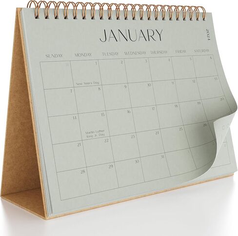 Aesthetic Small 2024-2025 Desk Calendar with Stickers - Runs from January 2024 until June 2025 - Beautiful Flip Desktop Calendar for Easy Organizing in Saudi Arabia