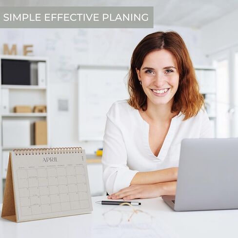 Aesthetic Small 2024-2025 Desk Calendar with Stickers - Runs from January 2024 until June 2025 - Beautiful Flip Desktop Calendar for Easy Organizing in Saudi Arabia