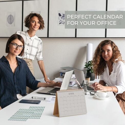 Aesthetic Small 2024-2025 Desk Calendar with Stickers - Runs from January 2024 until June 2025 - Beautiful Flip Desktop Calendar for Easy Organizing in Saudi Arabia