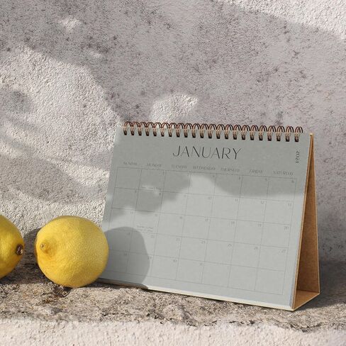 Aesthetic Small 2024-2025 Desk Calendar with Stickers - Runs from January 2024 until June 2025 - Beautiful Flip Desktop Calendar for Easy Organizing in Saudi Arabia