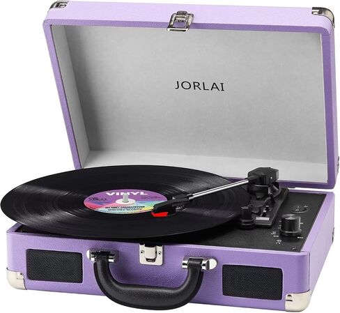 Portable Record Player with Bluetooth 3 Speed Turntable Built in Rechargeable Battery Vintage Suitcase Design with RCA Line Out and Aux in in Saudi Arabia