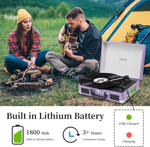 Portable Record Player with Bluetooth 3 Speed Turntable Built in Rechargeable Battery Vintage Suitcase Design with RCA Line Out and Aux in in Saudi Arabia