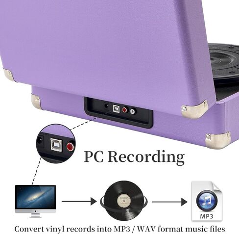 Portable Record Player with Bluetooth 3 Speed Turntable Built in Rechargeable Battery Vintage Suitcase Design with RCA Line Out and Aux in in Saudi Arabia