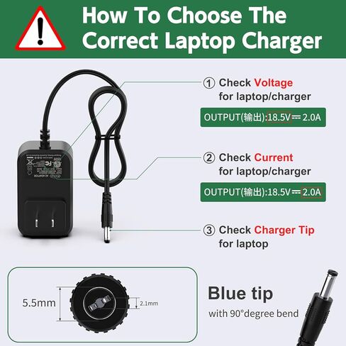 محول إمداد الطاقة 100 فولت - 240 فولت تيار متردد إلى تيار مستمر 18 فولت 2 أمبير 1 أمبير 36 وات، قابس شاحن حائط 5.5 × 2.1 مم لمعدات 18 فولت 100 مللي أمبير ~ 2000 مللي أمبير [18 فولت 2 أمبير، مركز إيجابي، سلك بطول 6 أقدام] in Kuwait