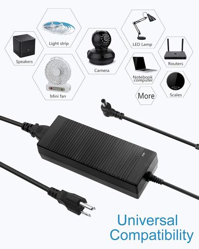 ALITOVE 12V Power Supply 10A 120W AC Adapter 100-240V 50-60HZ Transformer AC to DC Converter 12 Volt 10 Amp with 5.5x2.5mm Output Jack for 5050 3528 LED Strip Light CCTV Cameras 3D Printer in Kuwait