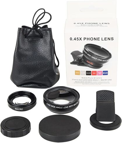 Professional 2 in 1 Lens Universal Clip 37mm Mobile Phone Lens 0.45x 49uv Super Wide-Angle + Macro HD Lens for All Smartphones in Saudi Arabia