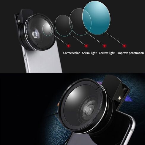 Professional 2 in 1 Lens Universal Clip 37mm Mobile Phone Lens 0.45x 49uv Super Wide-Angle + Macro HD Lens for All Smartphones in Saudi Arabia