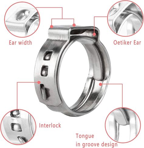 40 Pack 6mm-7mm Single Ear Hose Clamps PEX Cinch Clamps Stainless Steel Crimp Hose Clamp Stepless Cinch Crimp Rings Pinch Fitting Tools in Saudi Arabia