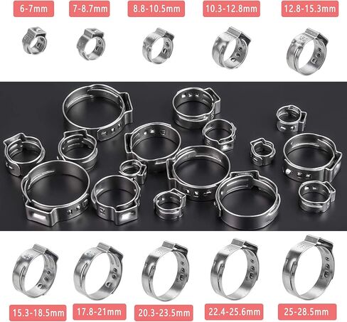 40 Pack 6mm-7mm Single Ear Hose Clamps PEX Cinch Clamps Stainless Steel Crimp Hose Clamp Stepless Cinch Crimp Rings Pinch Fitting Tools in Saudi Arabia