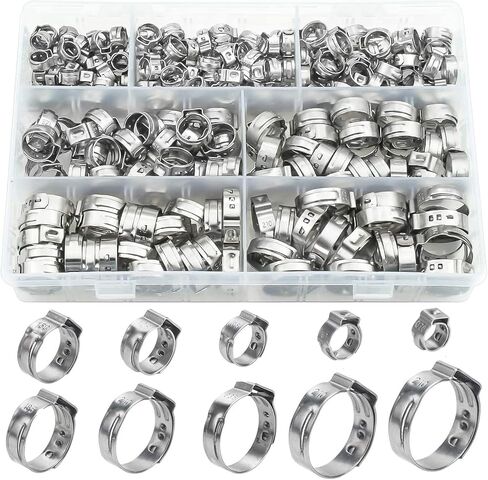 40 Pack 6mm-7mm Single Ear Hose Clamps PEX Cinch Clamps Stainless Steel Crimp Hose Clamp Stepless Cinch Crimp Rings Pinch Fitting Tools in Saudi Arabia